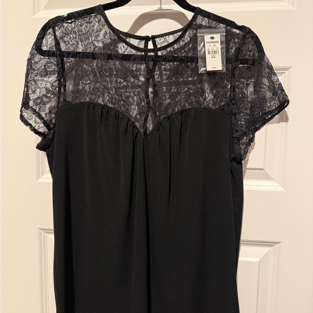 Express Black Lace Detail Blouse